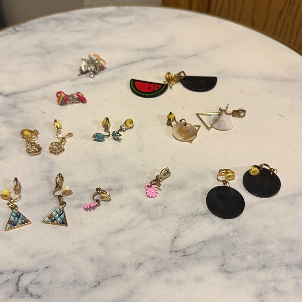 Colorful clip in earrings Set with Various Designs